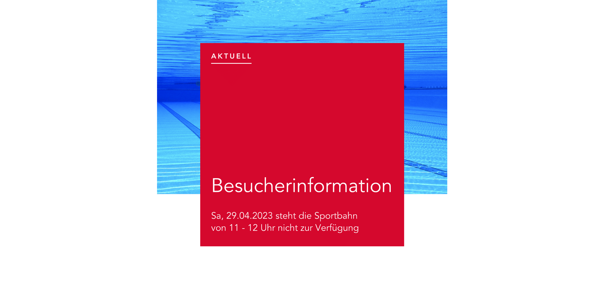 Besucherinformation: Sa., 29.04.2023 steht die Sportbahn von 11-12 Uhr nicht zur Verfügung